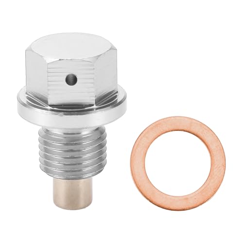Motoforti Universal Oil Pan Screw Oil Drain Plug Sump Drain Nut Bolt, M12x1.5, Aluminium Alloy, Silver Tone, 1 Set - size: M12x1.5