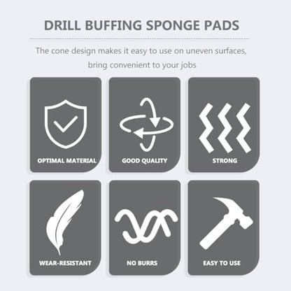 3pcs Auto Wheel Polishing Cone Buffing Pads Set, Yellow Sponge Polishing Kit for Car Wheels and Drill Attachment