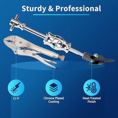 Locking Pliers Slide Hammer Puller Set, 9.8 in Locking Pliers 2 lb Slide Hammer with Quick Release Swivel Connector, Vise Grip Slide Hammer for Nail Bolt Pin Seal CV Axle Removal Tool