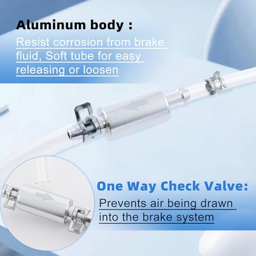 Brake Bleeder Hose - One Way Check Valve Tube Bleeding Tool Kit, Universal Brake Fluid Bleeder Kit for Motorcycle Clutch, Soft Tube with Metal Clips, Break Bleeder Kit (4pcs)