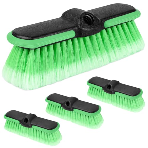 Car Wash Brush Head 10", Soft Bristle Car Cleaning Brush Srub Brush Attachment for Extension Pole, Outdoor Cleaning Tool for Window, Wall, Floor, Deck, Patio （4 Pack） - size: 4 Pack