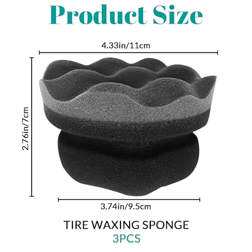 3 Pack Polishes Pro Tire Shine Applicator - Hex Grip Tire Dressing Applicator Pad for Car Detailing - Ergonomic Wave Texture Foam Sponge for Tire Wax Gel Gloss - Mess-Free Wheel Cleaning Tools