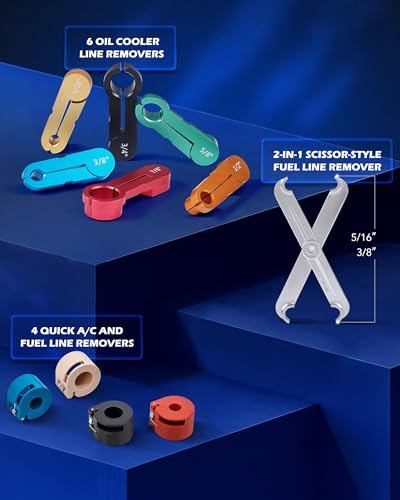 Orion Motor Tech Master Quick Disconnect & Fuel Line Pliers Tool Set, 31pc Fuel Line Disconnect Tool Set with Fuel and AC Disconnect Pliers, Heavy-Duty Fuel Pipe Repair Set for Auto A/C Fuel Line - color: blue