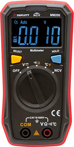 Triplett MM200 Compact 4000 Count Multimeter - AC/DC Voltage, Resistance, Temperature, Continuity ,Black - size: MM200, style: Standard