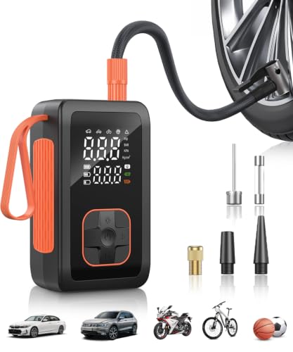Hafuloky Tire Inflator Portable Air Compressor, 150PSI Cordless Air Pump with Digital Pressure Gauge, Air Compressor with Cigarette Lighter Plug for Cars, Motorcycles, Bicycles, Balls(Black)