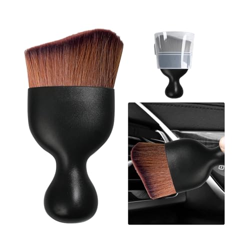 Ziciner Car Detailing Brush, Curved Soft Bristles Auto Removal Dust Collectors, Universal Vehicle Dashboard, Air Conditioner Vents etc Interior Cleaning Tool Accessories (Dark Brown) - color: Dark Brown, size: 1 PC