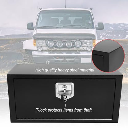 Heavy Duty Steel Plated Underbody Truck Tool Box with T-Handle Lock, Waterproof Tongue Box for Storage with Smooth Surface for Truck, Pickup, RV, Trailer - Black, 30" x 12" x 14" Inch - size: 30" x 12" x 14"