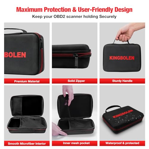 KINGBOLEN Protective Case Storage Bag for OBD2 Scanner Launch CRP123/CRP123 Plus/Creader VII+/CR529/CR3008 Plus Code Reader Diagnostic Scan Tool(Case Only)