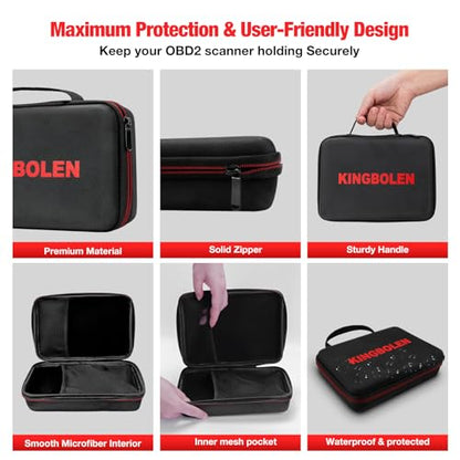 KINGBOLEN Protective Case Storage Bag for OBD2 Scanner Launch CRP123/CRP123 Plus/Creader VII+/CR529/CR3008 Plus Code Reader Diagnostic Scan Tool(Case Only)