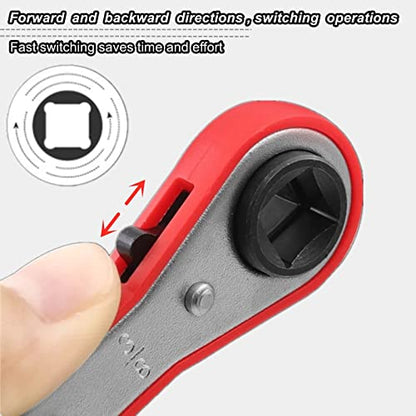 HVAC Service Wrench Set, Air Conditioner Valve Curved Ratchet Wrench (1/4", 3/8", 3/16", 5/16"), with Hexagon Bit Adapter Tool Kit for Refrigeration Equipment and Repair