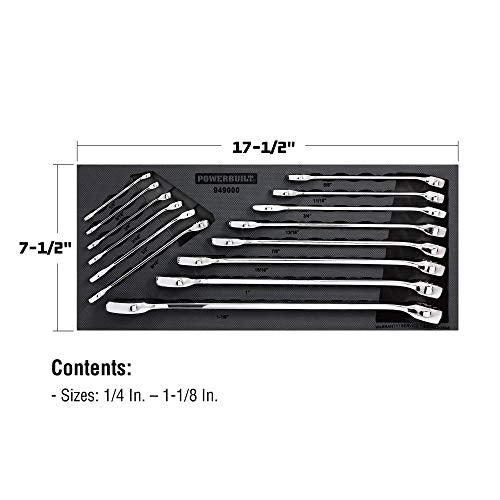 Powerbuilt Combination Wrench Set, 14 Piece SAE Wrenches with Organizer Tray, Box and Open End, Pro Tech Tool Series 949000 - size: 14pc SAE, style: Combination