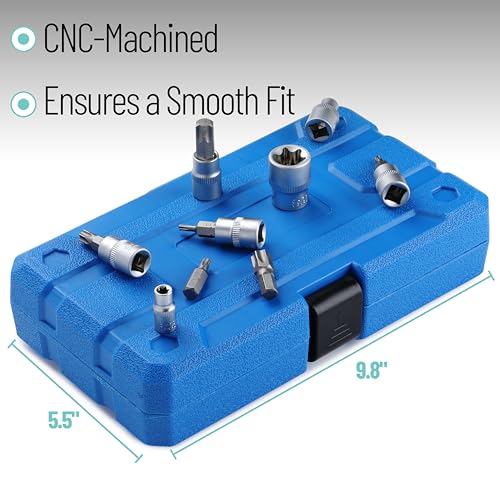 Bates- Male & Female Torx Bit Socket Set, 34 Pack, 3/8" Drive, CR-V Steel, Torx Bits T10-T55, E Sockets E4-E20, Socket T10-T60