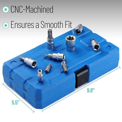 Bates- Male & Female Torx Bit Socket Set, 34 Pack, 3/8" Drive, CR-V Steel, Torx Bits T10-T55, E Sockets E4-E20, Socket T10-T60