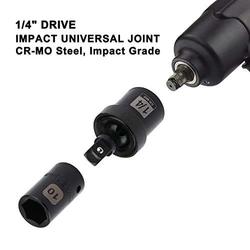 Mayouko 55PCS 1/4 Inch Drive Master Impact Socket Set, Metric/SAE, Deep/Shallow, 6 Point, CR-V, 5/32 Inch - 9/16 Inch, 4mm - 15mm, With Extensions,Adapters,Universal Joint - size: 55PCS With Accessory