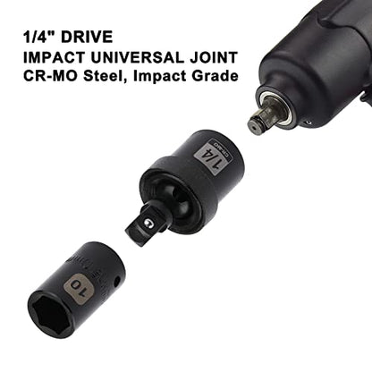 Mayouko 55PCS 1/4 Inch Drive Master Impact Socket Set, Metric/SAE, Deep/Shallow, 6 Point, CR-V, 5/32 Inch - 9/16 Inch, 4mm - 15mm, With Extensions,Adapters,Universal Joint - size: 55PCS With Accessory
