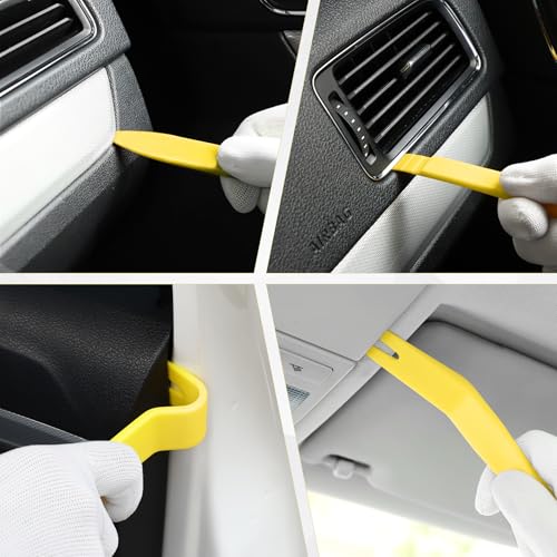 5 pcs Auto Trim Removal Tool Kit, No Scratch Plastic Pry Tool Kit - Interior Door Panel Clip Fastener Removal Set for Vehicle Dash Radio Audio Installer (Yellow) - color: Yellow