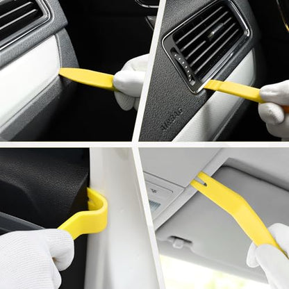5 pcs Auto Trim Removal Tool Kit, No Scratch Plastic Pry Tool Kit - Interior Door Panel Clip Fastener Removal Set for Vehicle Dash Radio Audio Installer (Yellow) - color: Yellow