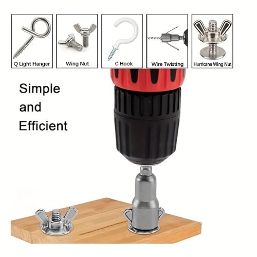 2PCS Power Wing Nut Driver Set, Wing Nut Drill Bit Socket Wrenches Tools Set,1/4" Quick Connect Hex Shank for Panel Wing Nuts, Screws Eye, C Hook Bolt,Q-Hanger,Wire Twisting