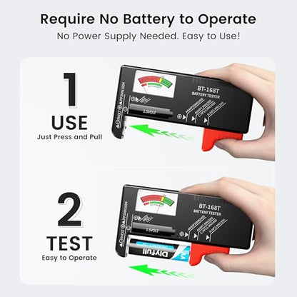 Dlypow Magnetic Battery Tester for AAA AA C D 9V, Buttons, Batteries Checker