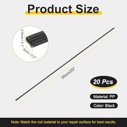 HARFINGTON 2set(10pcs) Plastic Welding Rods 20inch PP Welding Strips Welder Rods for Car Bumper Kayak Daily Repair Plastic Welder Car Bumpers, Black - color: Black, size: 20inch