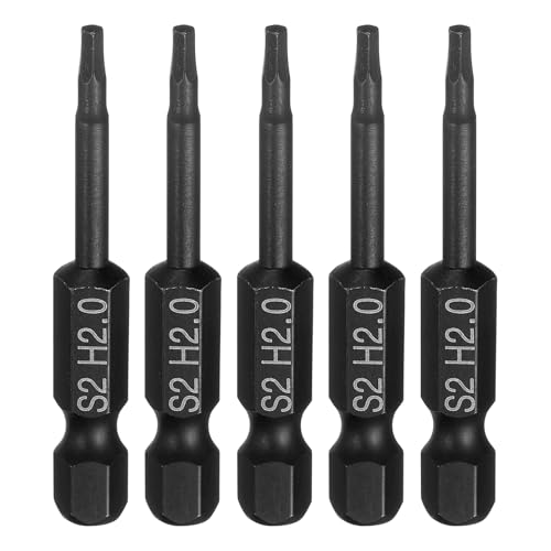 HARFINGTON 5pcs Flat Hex Head Drill Bit H2.0 (2mm) Magnetic Tip 1/4" Hex Shank 50mm (2") Long S2 Steel Metric Hexagonal Screw Driver Screwdriver Bits Wrench Socket, Black - color: Black, size: H2.0 + 2" Long