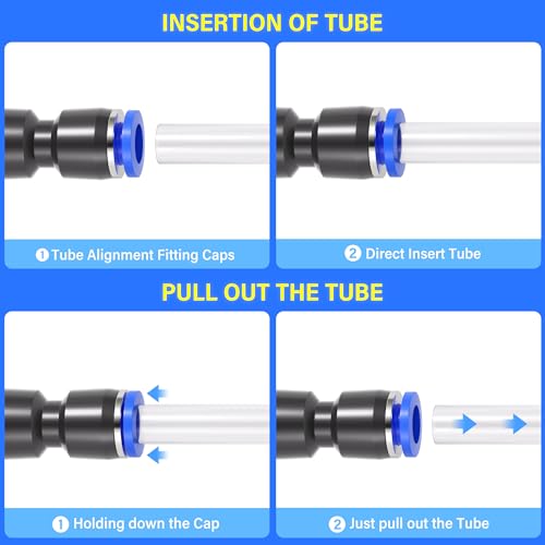 TAILONZ PNEUMATIC Straight Push Connectors Plastic Quick Release Connectors Air Line Fittings for 6 8 10 12 14 Tube (50 pcs) - size: 1/4''OD/5/16''OD/3/8''OD/1/2''OD/9/16''OD, style: 50PCS