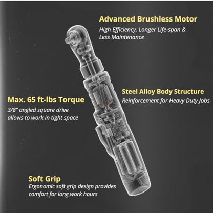 Durofix RW1210-32 G12 Series 12V Cordless Li-ion 3/8” 65 ft-lbs. Brushless Ratchet Wrench Tool Kit - style: 2 Battery Kit with Charger