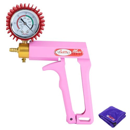 LeLuv Maxi Vacuum Pump - Manual Hand Vacuum (0-30 Hg, 0-760 mmHg) with Ergonomic Nylon Handle, Release Valve, & Rubber Protected Pressure Gauge (1/8" NPT), Compatible with LeLuv Pump Series - Pink - color: Pink