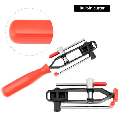 QWORK Auto Joint Banding Boot Axle Clamp Pliers with 20PCS Stainless Steel CV Joint Boot Band Clamps, Auto/ATV CV Axle Clamp Tool Kit Includes 10 Small and 10 Large Clamps
