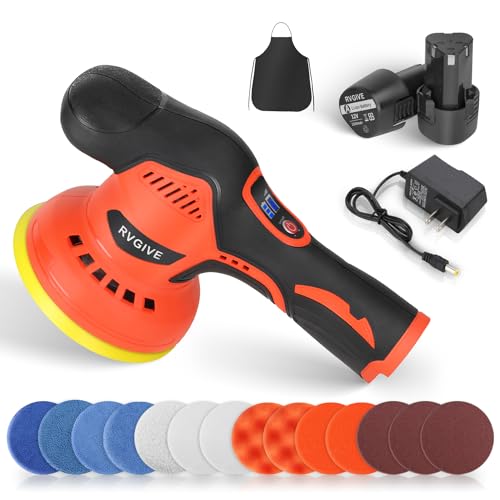 Cordless Car Buffer Polisher with 2 PCS 12V Lithium Rechargeable Battery, 8 Speed Variable, 2800-5500RPM Brushless Polisher Suitable for Car Boat Polishing, Detailing, Waxing, Scratch Removal