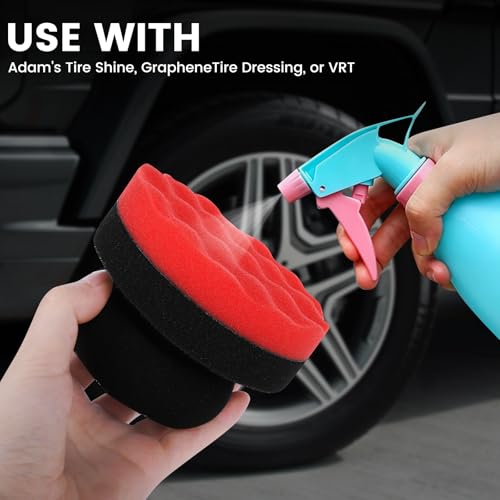 IPELY 2 Pack Large Red Tire Shine Applicator Pad, Durable and Reusable Hex-Grip Tire Dressing Applicator Pad