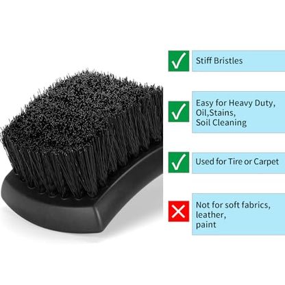 Fitosy Wheel Rim & Tire Brush Set, Soft & Stiff Bristle Wash Cleaning | Supplies Kit for Car Body Exterior Surface Carpet, Truck SUV RV Motorcycle