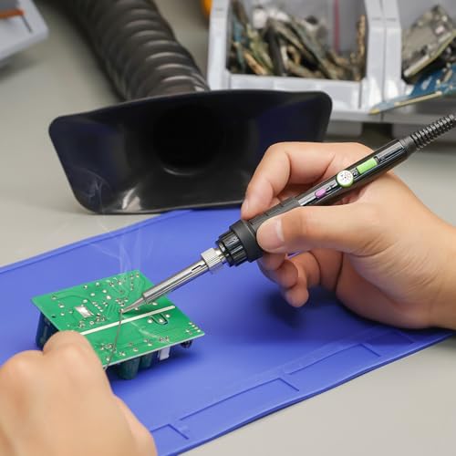 YIHUA 947-III 60W Soldering Iron Kit Temperature Adjustable 428-896°F 2-IN-1 Soldering Kit with Simple Soldering Iron Stand and Cleaning Sponge 110V US Power Plug - style: Basic Style - 2-IN-1 Analog Iron