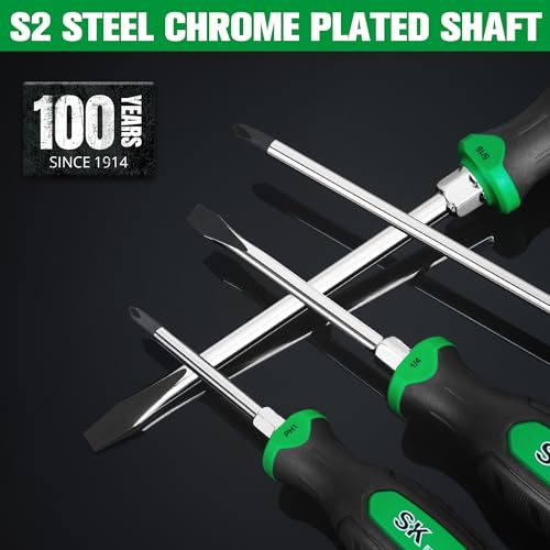 SK 6-Piece Magnetic Screwdriver Set, S2 Steel, 3 Slotted & 3 Phillips Screwdrivers, SureGrip Handle - style: Slotted & Phillips