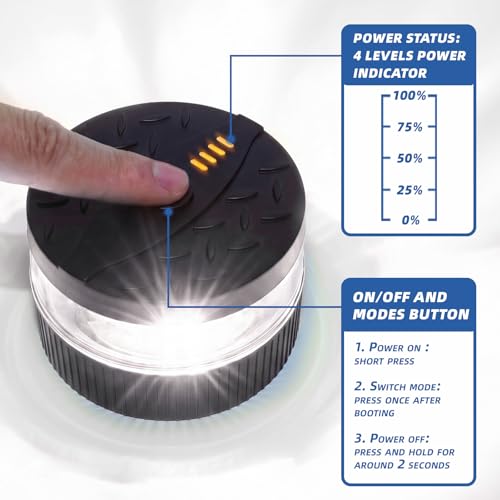 Battery Operated White Beacon Strobe Light w/Magnetic Base, Portable USB-C Rechargeable Mini Roof Top LED Warning Emergency Flashing Lights for Trucks, Vehicles, Car, Tractor 1-Pcs - color: White
