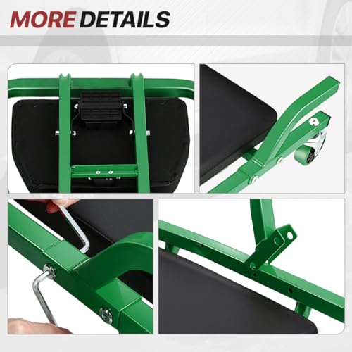 Mechanic Creeper, Low Profile Under Car Rolling Creeper with Padded Headrest and 3 Swivel Casters, 300 Pounds Capacity, 42" L x 18" W, Green