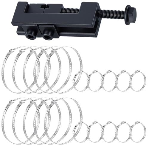 Axle Boot Clamp Tool, with 20 PCS 304 Stainless Steel Single Ear Hose Clamp, Drive Shaft CV Axle Boot Clamps Removal and Installation Tool (10pcs Small+ 10pcs Large)