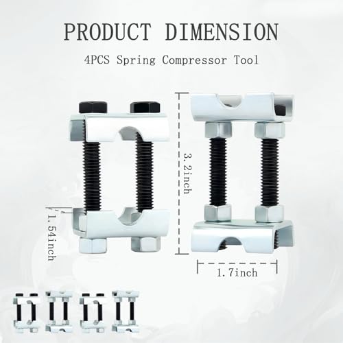 4PCS Coil Spring Compressor Tool,Bi-Directional Adjustable Strut Spring Compressor,Mini Carbon Steel Coil Spring Spacer Suitable for Front or Rear Suspension of Vehicles
