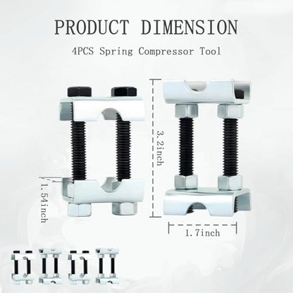 4PCS Coil Spring Compressor Tool,Bi-Directional Adjustable Strut Spring Compressor,Mini Carbon Steel Coil Spring Spacer Suitable for Front or Rear Suspension of Vehicles