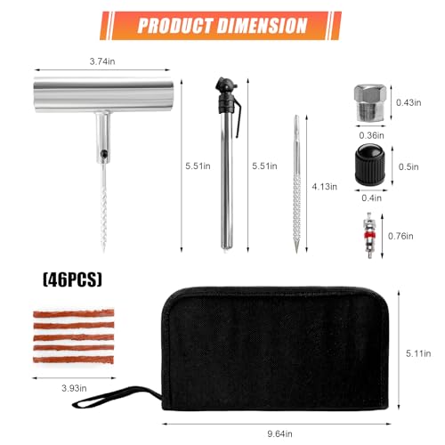 45 PCS Tire Repair Kit, Heavy Duty Car Emergency Flat Tire Repair Tools Fix Punctures, Universal Tyre Patch Kit for Cars Trucks Motorcycles ATVs Tractors, Car Accessories