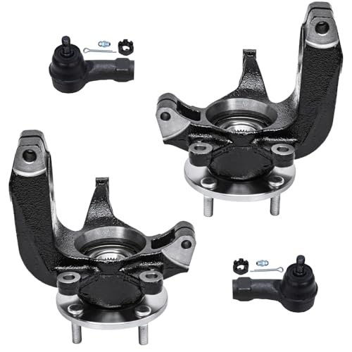 Detroit Axle - Front 4pc Steering Knuckles Kit for 08-11 Ford Focus, 2 Steering Knuckles & Wheel Bearing Hubs 2 Outer Tie Rod Ends 2008 2009 2010 2011 Replacement - size: 4SU47696/Kit
