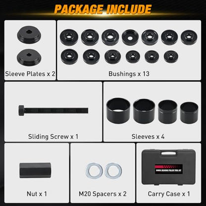 GOOACC Wheel Bearing Removal Tool Kit, 23PCS Wheel Bearing Press Kit for Front Wheel Drive Bearing Removal & Installation Universal Hub Bushing Press Sleeves Puller Tool Set with Sliding Screws, Black - color: 23pc Wheel Bearing Removal Black