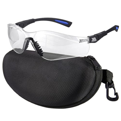 xaegistac Shooting Glasses Anti Fog -Shooting Range Eye Protection | Adjustable Safety Glasses with Z87.1 Certificated Impact Reistance - color: Black Blue Frame Clear Lens