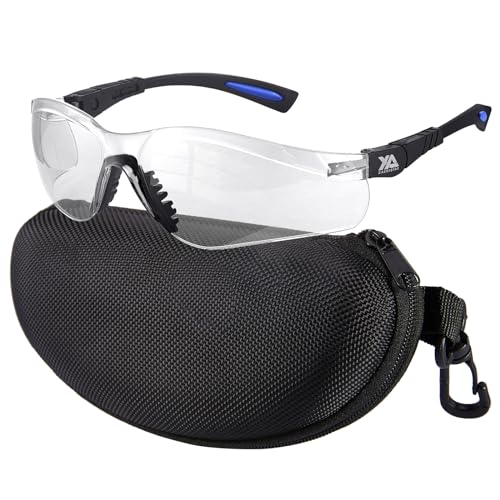xaegistac Shooting Glasses Anti Fog -Shooting Range Eye Protection | Adjustable Safety Glasses with Z87.1 Certificated Impact Reistance - color: Black Blue Frame Clear Lens