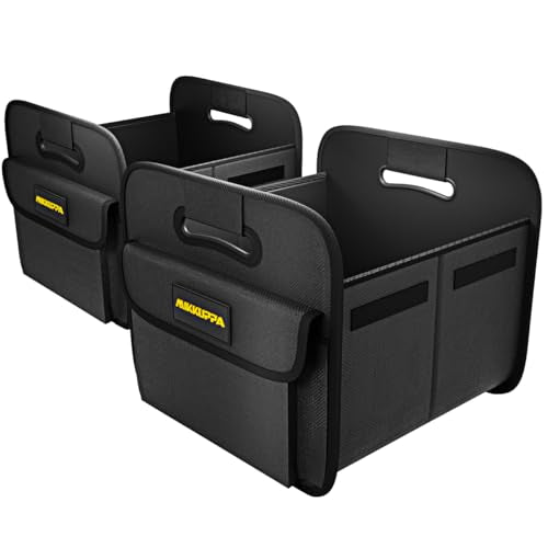 MIKKUPPA Car Trunk Organizer - Split Design Collapsible Small Trunk Organizer with Reinforced Handles for Groceries, Car Storage Organizers for SUV Auto Truck Van with Non Slip Bottom (Black, 2Pack) - color: Black, size: Split