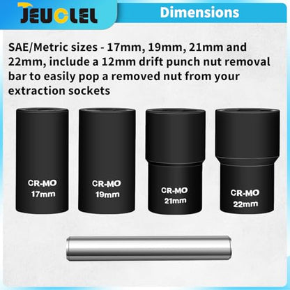 5PCS Twist Lug Nut Socket Set, 1/2" Drive Bolt Nut Extractor Tool | T10, T15, T20, T25, T27, T30, T40, Damaged, Stripped, Fastener, Remover, Rusted, Screw Remover, Impact Drive Bit, Head Drill - color: 5pcs Lug Nut Extractor 1/2 Inch Drive
