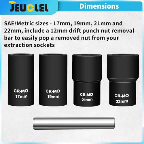 5PCS Twist Lug Nut Socket Set, 1/2" Drive Bolt Nut Extractor Tool | T10, T15, T20, T25, T27, T30, T40, Damaged, Stripped, Fastener, Remover, Rusted, Screw Remover, Impact Drive Bit, Head Drill - color: 5pcs Lug Nut Extractor 1/2 Inch Drive