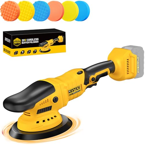Brushless Buffer Polisher Bare Tool for Dewalt 20V Battery (No Battery), Dual Action | 6-Speed 2500-4500RPM| 6-Inch High Power Cordless Car Buffer Polisher Kit with 6 Buffing Pads (Tool Only)