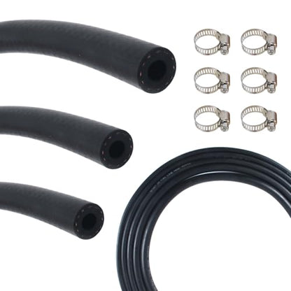 Fuel Line Hose Kit 5FT 3PCS With 18Pcs Clamps,3/8" 5/16" 1/4" ID High Performance 300PSI NBR Rubber for Automotive, Small Engines, ATV, Push Lock Reinforced - size: 5FT 3PCS
