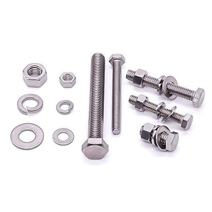(4 Sets) M12-1.75 x 35mm Hex Bolt Kit, 304 Stainless Steel (18-8), Includes Hexagon Head Screws and Nuts, Flat & Lock Washers, Full Coarse Thread, for Machinery, Automotive, DIY - size: M12 x 35mm